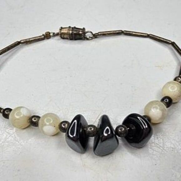 Set of 2 Silver Tone and Natural Stone Beaded Bracelets **See Desc.** - Picture 3 of 3